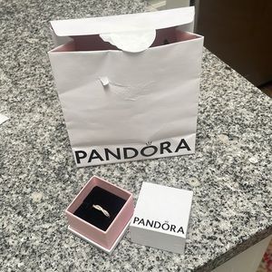 Pandora Rose Gold Sparkling Twisted Lines Ring